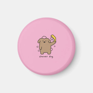 Hond onder de douche Bruine Poedel Bad Tijd Kawaii Magneet