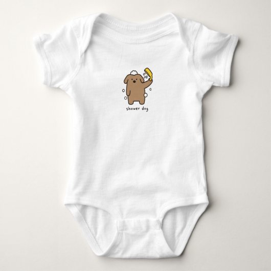 Hond onder de douche Bruine Poedel Bad Tijd Kawaii Romper (Voorkant)
