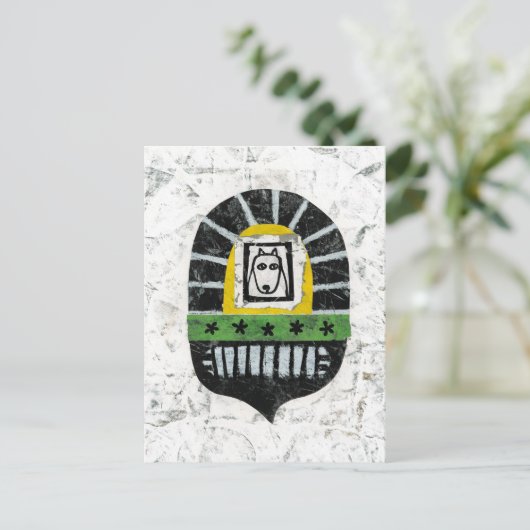 Hond onder het Briefkaart (Staand voorkant)