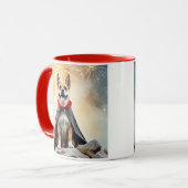 Hond onder vuurwerk. mok (Voorkant links)