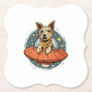 Hond ontvoerd door UFO en straalt nu Pup Kartonnen Onderzetters