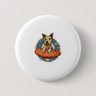 Hond ontvoerd � UFO straalt Pup Ronde Button 5,7 Cm