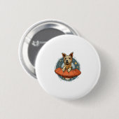 Hond ontvoerd � UFO straalt Pup Ronde Button 5,7 Cm (Voorkant /achterkant)