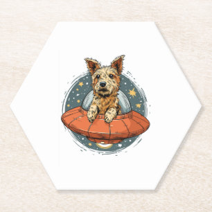 Hond ontvoerd � UFO straalt Pup uit Kartonnen Onderzetters
