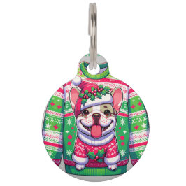 Hond ontwerp Franse buldog Kerst grappig Huisdierpenning