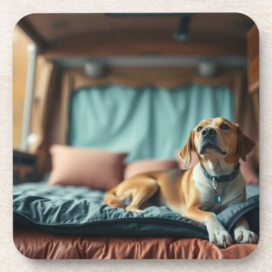 Hond op Bed Bier Onderzetter (Voorkant)