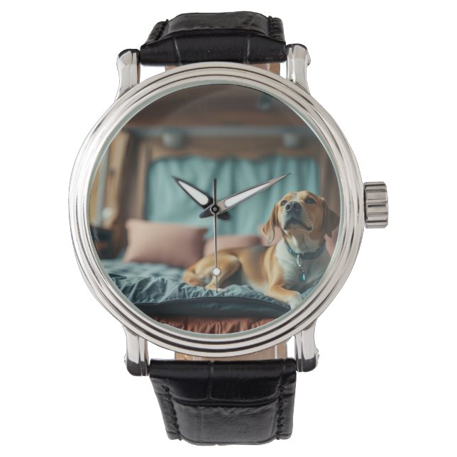Hond op Bed Horloge (Voorkant)