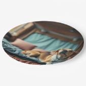 Hond op Bed Papieren Bordje (Gekanteld)