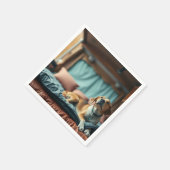 Hond op Bed Servet (Hoek)