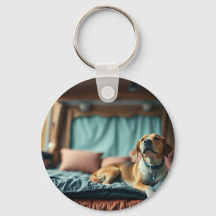 Hond op Bed Sleutelhanger