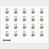 Hond op boeken ronde sticker (Vel)