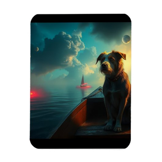 Hond op boot magneet (Verticaal)