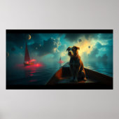 Hond op boot poster (Voorkant)
