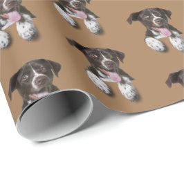 Hond op bruin cadeaupapier