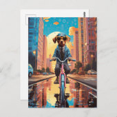 Hond op de fiets in de stad briefkaart (Voorkant / Achterkant)