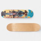 Hond op de fiets in de stad persoonlijk skateboard (Horizontaal)