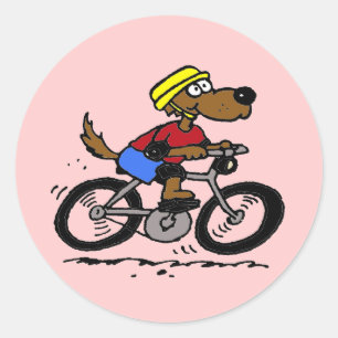 Hond op de fiets! ronde sticker