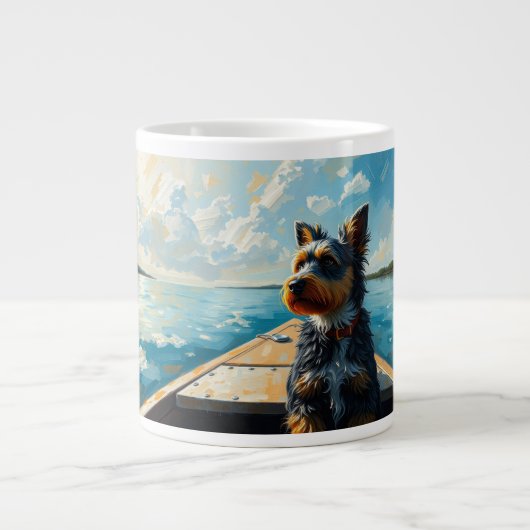 Hond op een boot grote koffiekop (Voorkant)