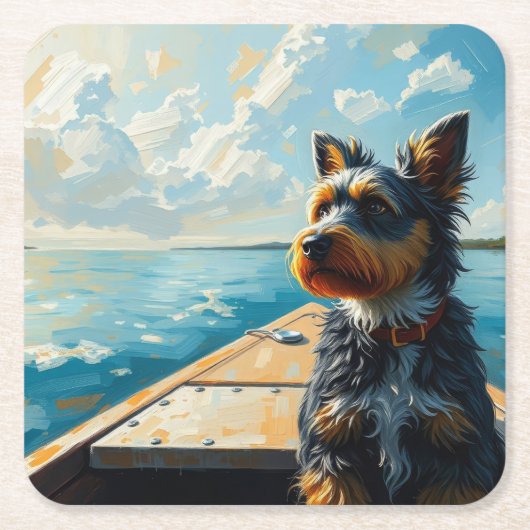 Hond op een boot kartonnen onderzetters (Voorkant)