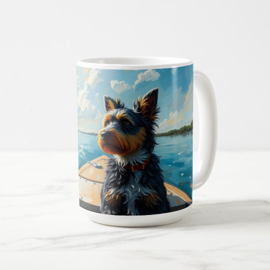 Hond op een boot koffiemok (Voorkant rechts)