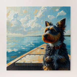 Hond op een boot legpuzzel