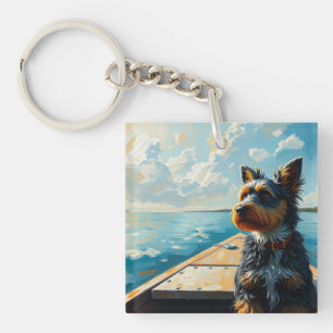 Hond op een boot sleutelhanger