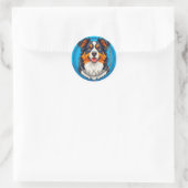Hond op een groene achtergrond ronde sticker (Tas)