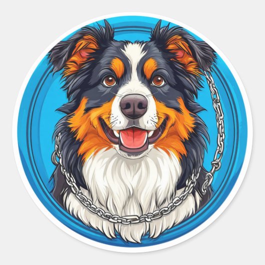 Hond op een groene achtergrond ronde sticker (Voorkant)