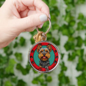 Hond op een groene achtergrond sleutelhanger (Hand)