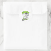 Hond op een scooter ronde sticker (Tas)