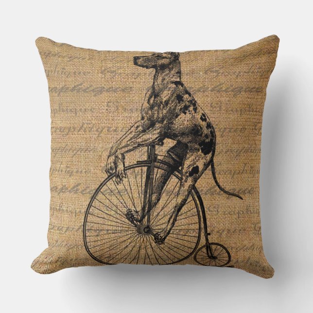  hond op fietspiltje kussen (Voorkant)