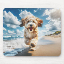 Hond op het strand mousepad muismat