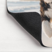 Hond op het strand mousepad muismat (Hoek)