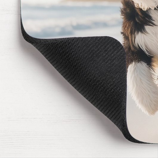 Hond op het strand mousepad muismat (Hoek)