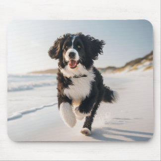 Hond op het strand mousepad muismat
