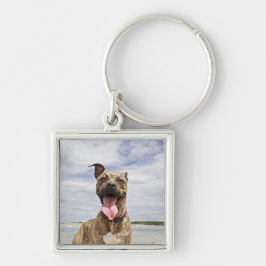 hond op het strand sleutelhanger (Voorkant)