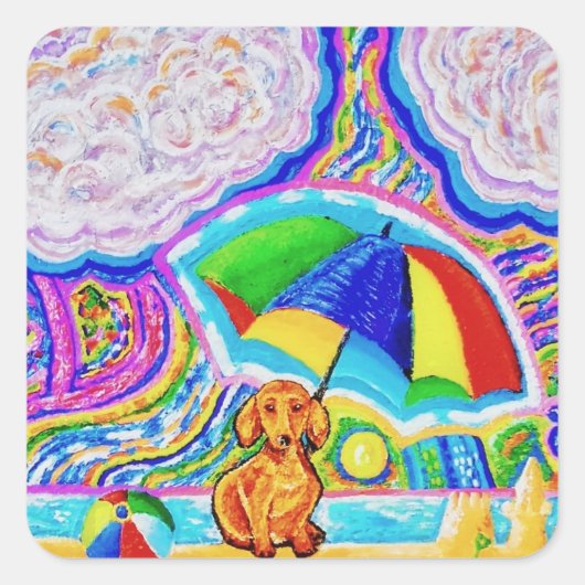 Hond op het strand Stickers (Voorkant)