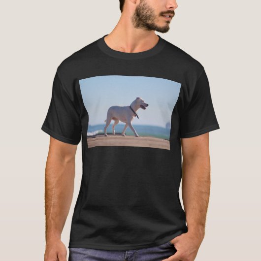 Hond op het strand t-shirt (Voorkant)