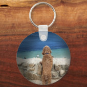 Hond op het strand zien sleutelhanger (Voorkant)