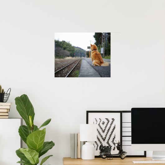 Hond op het treinstation poster (Thuiskantoor)