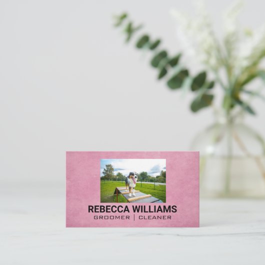 Hond op hindernisbaan visitekaartje (Staand voorkant)