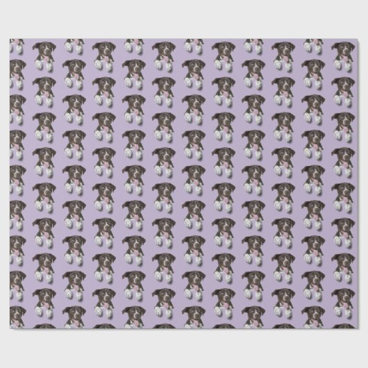 hond op paars cadeaupapier (Vlak)