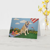 Hond op picknick, Amerikaanse vlag Kaart (Gele Bloem)