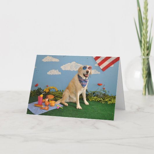 Hond op picknick, Amerikaanse vlag Kaart (Voorkant)