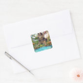 Hond op Rainbow Bridge Pet Vierkante Sticker (Envelop)