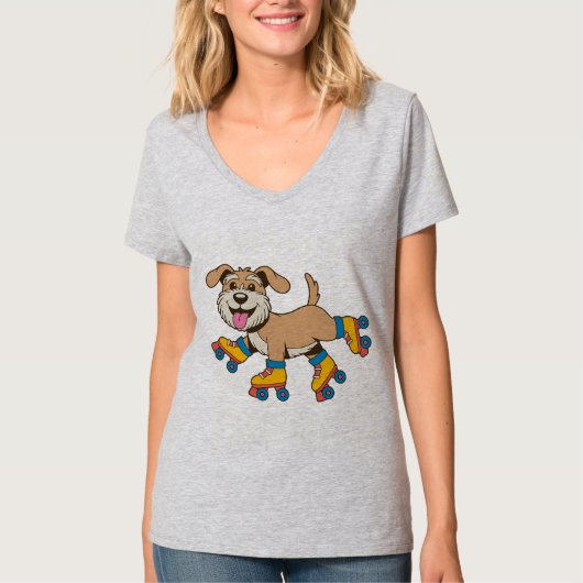 Hond op roller Schaatsen Hang op Ik zie een hond T-shirt (Voorkant)