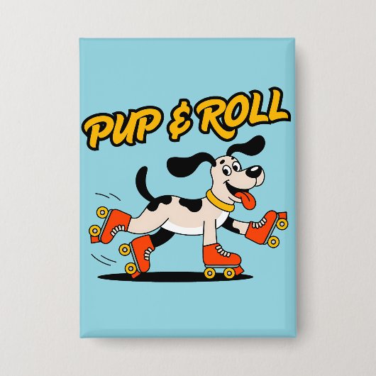 Hond op roller Schaatsen Pup & Roll Button (Voorkant)