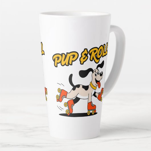 Hond op roller Schaatsen Pup & Roll Latte Mok (Rechterhoek)