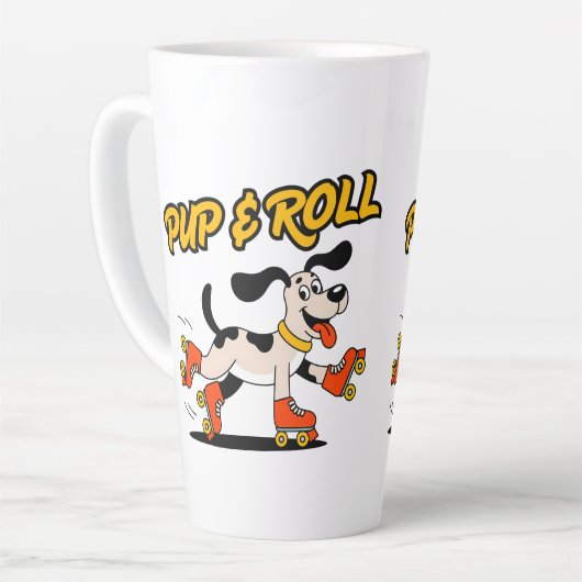 Hond op roller Schaatsen Pup & Roll Latte Mok (Linkerhoek)