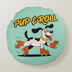 Hond op roller Schaatsen Pup & Roll Rond Kussen